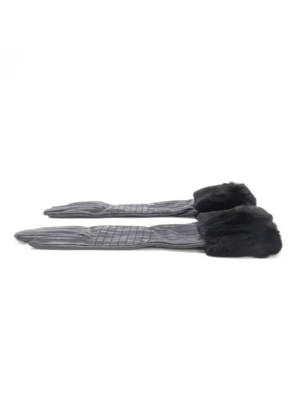 Chanel CC Logo Rabbit Fur Sheep Leather Gloves